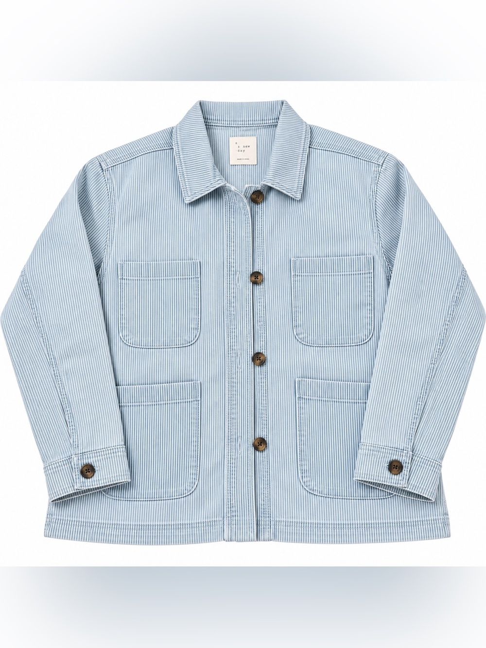 LC Lauren Conrad Light Blue Pinstripe Jean Jacket Size Large Shirt jacket